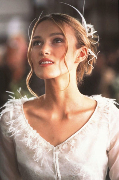 Long Sleeves Keira Knightley Dress Love Actually Best Movie Feather Prom Dress