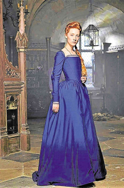Mary Queen of Scots Saoirse Ronan Blue Dress Long Sleeve Corset Prom Dress