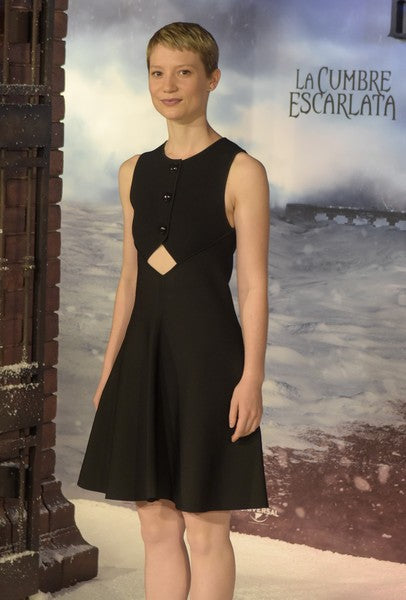 Mia Wasikowska Black Dress Cocktail Short Prom Dress