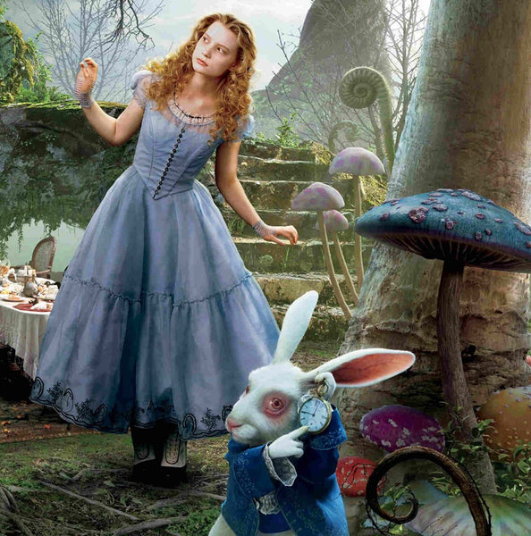 Mia Wasikowska as Alice Blue Dress Blue Prom Formal