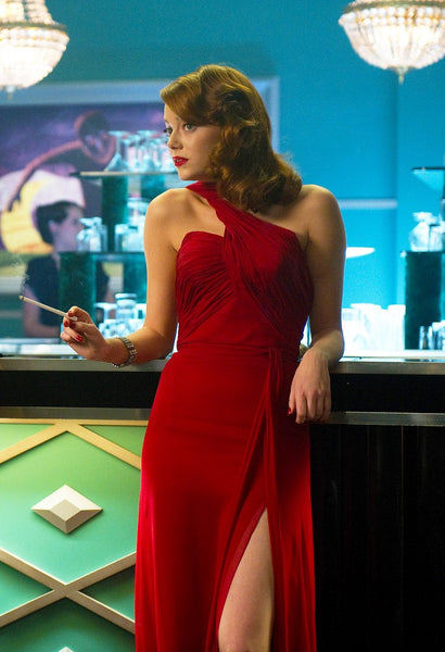 Open Back Emma Stone Dress Movie 007 Gangster Squad Red Dress