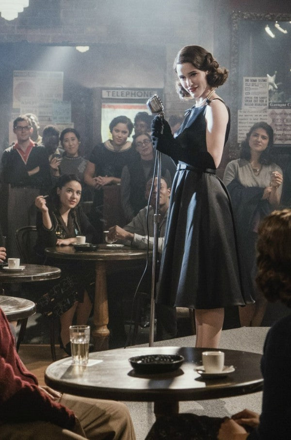 rachel brosnahan black dress Rachel Brosnahan's Little Black Dress Is Covered in Sequins