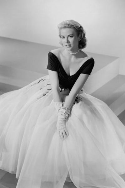 Rear Window Grace Kelly Dress Ball Gown Short Sleeve Prom Dress