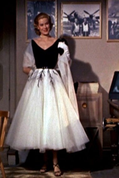 Rear Window Grace Kelly Dress Ball Gown Short Sleeve Prom Dress