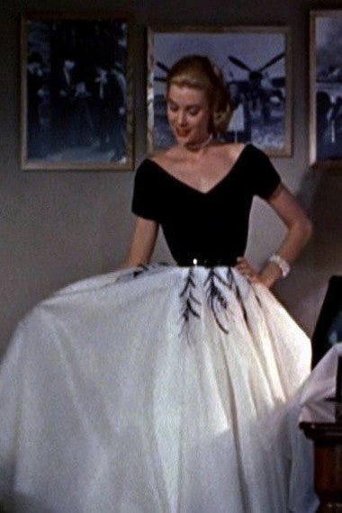 Rear Window Grace Kelly Dress Ball Gown Short Sleeve Prom Dress