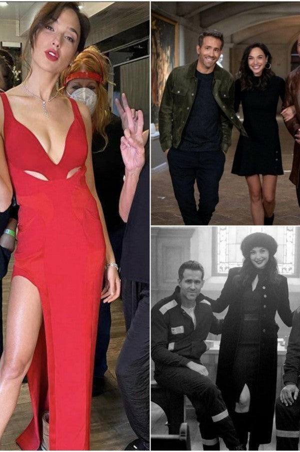 gal gadot in red dress Red Gal Gadot Dress Slit Prom Dress in Red Notice Hoprom