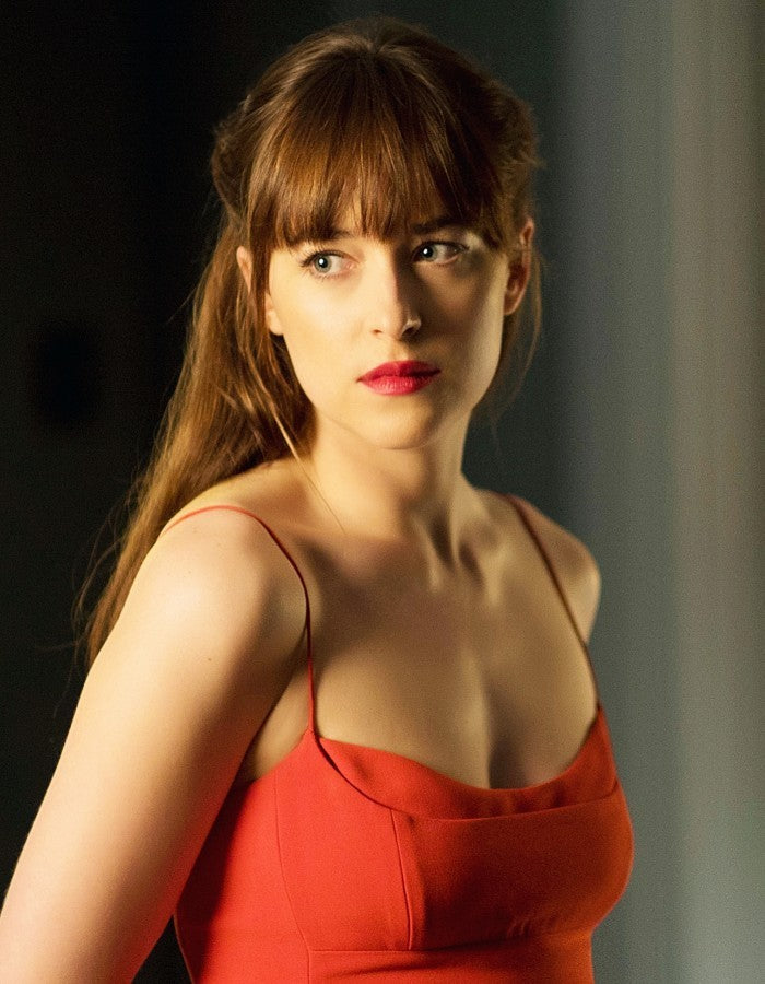 dakota johnson short red dress Dakota Johnson Wears a Red Celine Dress By Hedi Slimane