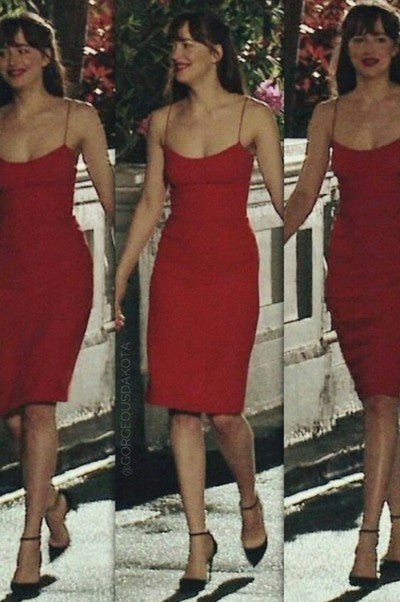 red dress 50 shades darker The red dress Elie Saab worn by Anastasia Steele (Dakota Johnson) in 50 shades lighter