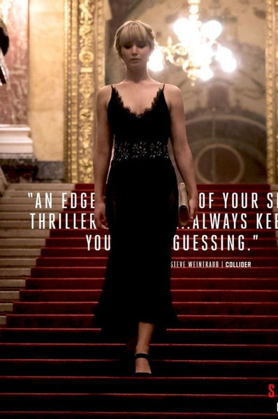 Red Sparrow Jennifer Dress Lawrence Black Lace Spaghetti Straps Prom Dress