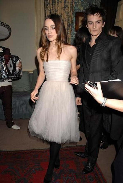 Strapless Keira Knightley Dress Short White Tulle Homecoming Dress