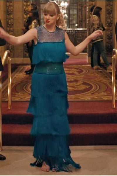 Taylor Swift Blue Dress Ruffle Prom Formal Dress