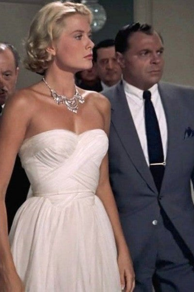 To Catch A Thief Strapless Grace Kelly Dress White Chiffon Prom Dress
