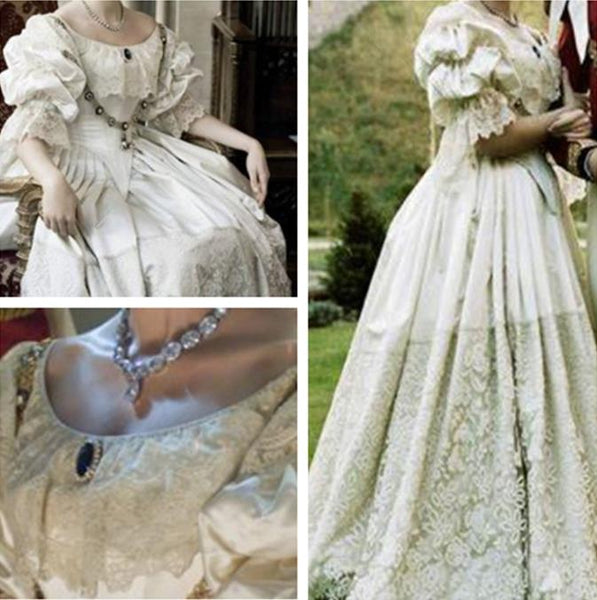 The Young Victoria Emily Blunt as Queen Victoria Wedding Dress Cosplay Costume inspired Gown
