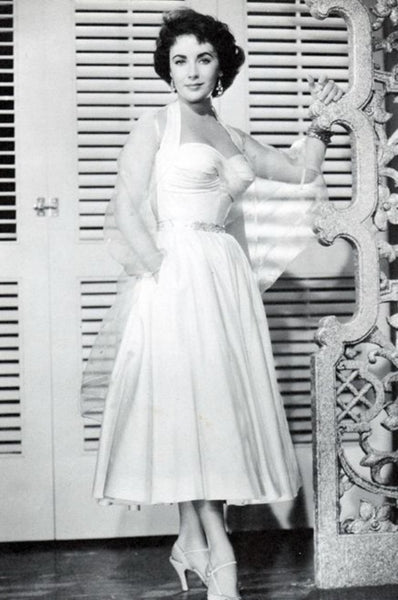 White Halter Elizabeth Taylor Dress A Line