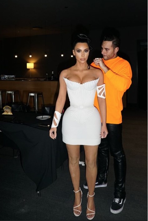 kim kardashian white strapless dress White Kim Kardashian Thierry Mugler Dress Strapless Short Ruched Prom – Hoprom
