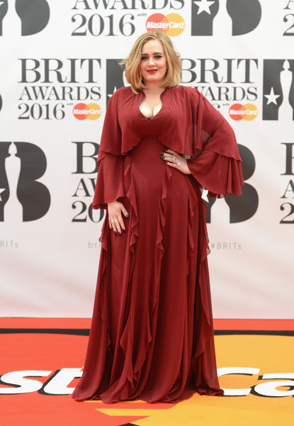 Red Adele Long Sleeve Long Sleeves Dress Ruffled Prom Celebrity Formal Dress Brit Awards Plus Size For Sale