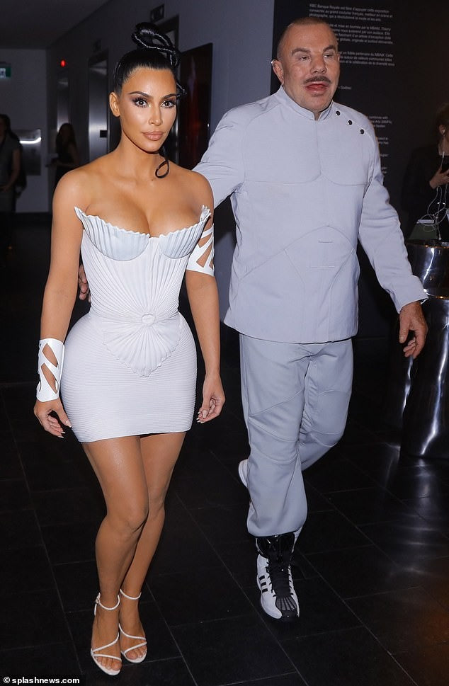 White Kim Kardashian Thierry Mugler Dress Strapless Short Ruched Prom – Hoprom