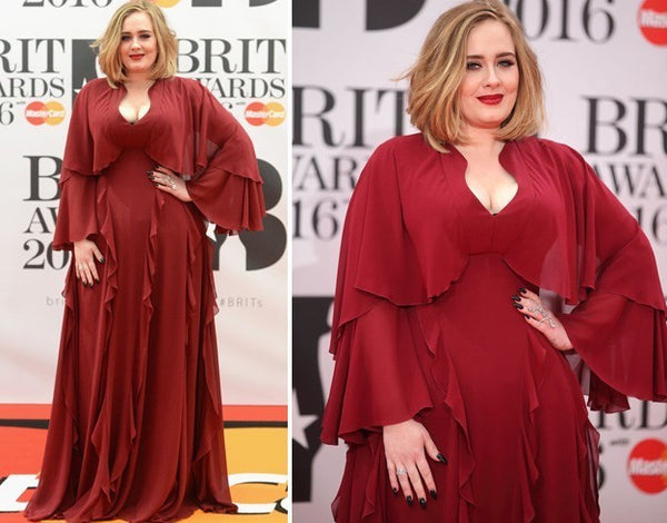 Red Adele Long Sleeve Long Sleeves Dress Ruffled Prom Celebrity Formal Dress Brit Awards Plus Size For Sale