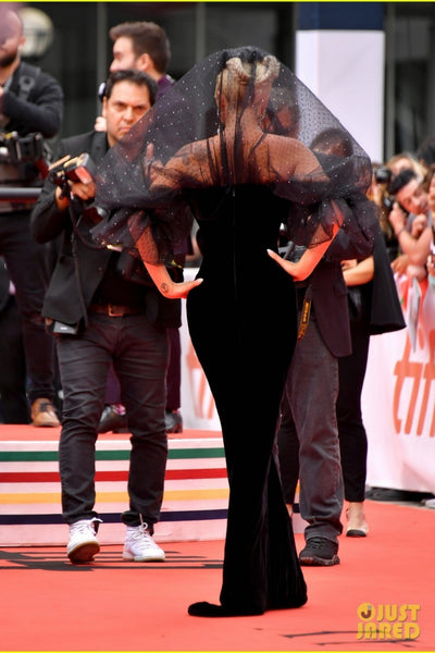Black Lady Gaga Velvet Prom Red Carpet Dress Toronto International Film Festival