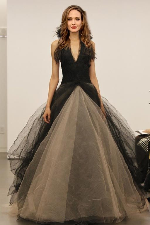 Black Angelina Jolie Halter V Neck Wedding Ball Gown Best Celebrity We Hoprom Black Angelina Jolie Halter V Neck Wedding Ball Gown Best Celebrity We Hoprom