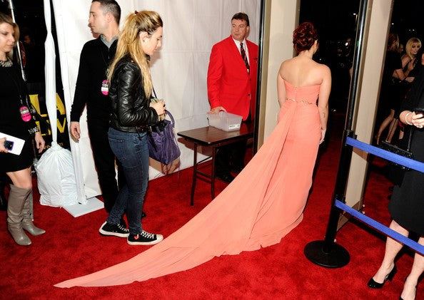 Pink Demi Lovato Strapless Beaded Center Slit Dress Sequins Prom Red Carpet Evening Dress People Choice Awards