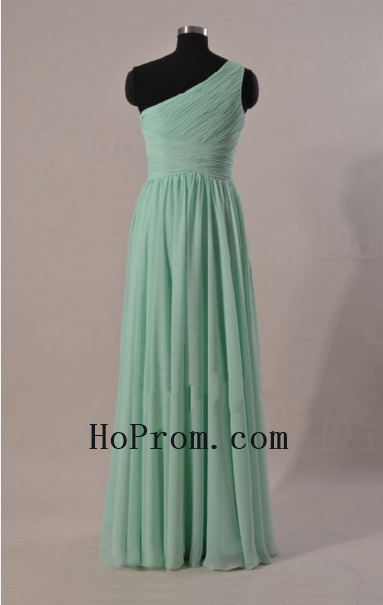 One Shoulder Prom Dresses,Green Chiffon Prom Dress,Evening Dress