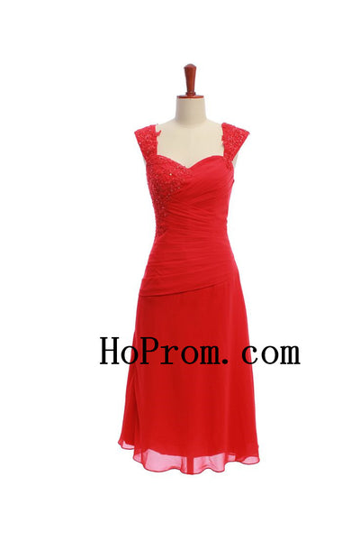 Knee Length Prom Dress,Red Short Prom Dresses,Evening Dress