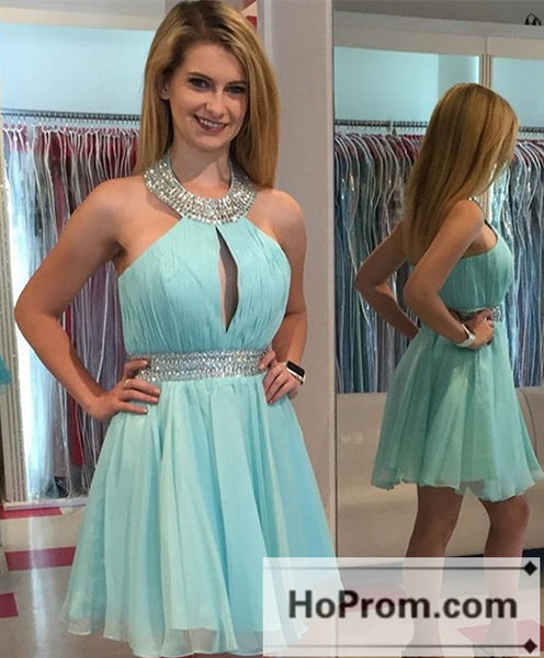 A-Line Halter Short Prom Dresses Homecoming Dresses