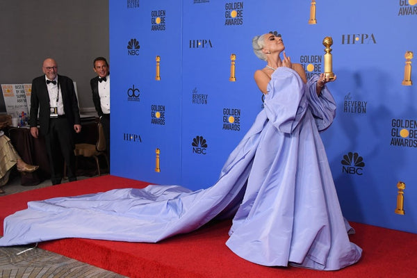 Blue Lady Gaga Strapless Long Prom Red Carpet Formal Dress Golden Globe Awards Dress Available