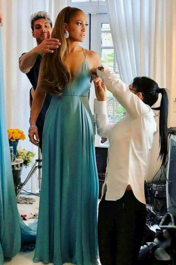 Blue Jennifer Lopez (J.Lo) Cape High Neck Dress Pastel Prom Celebrity Hoprom Blue Jennifer Lopez (J.Lo) Cape High Neck Dress Pastel Prom Celebrity Hoprom
