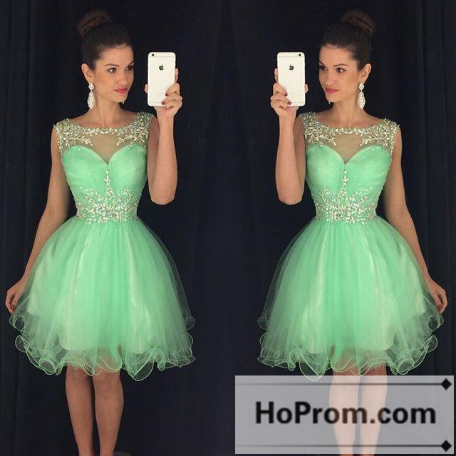 Green Organza Short A-Line Prom Dresses Homecoming Dresses
