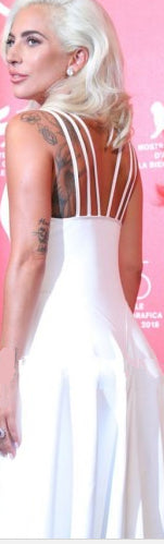 White Lady Gaga Multi Line Back Dress Strap Prom Celebrity Evening Dress 75th Venice Festival