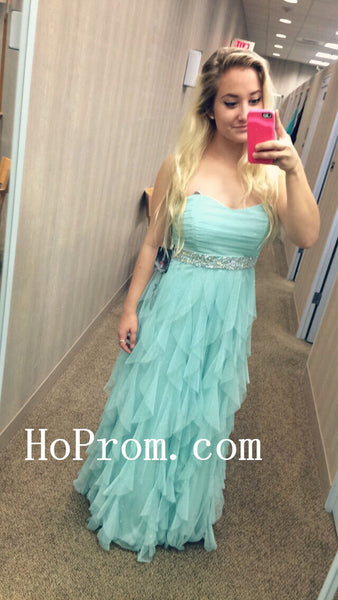 Strapless Chiffon Prom Dresses,Ruffles Prom Dress,Evening Dress