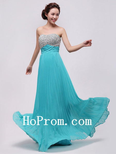 Blue Long Prom Dresses,Beaded Prom Dress,Evening Dress