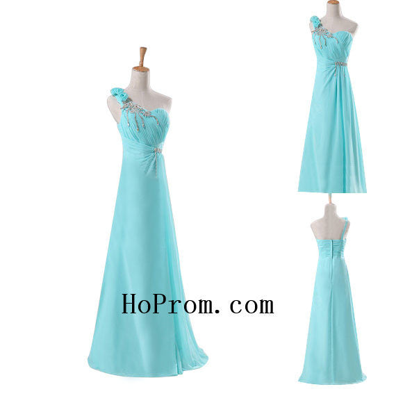 Light Blue Prom Dresses,One Shoulder Prom Dress,Evening Dress