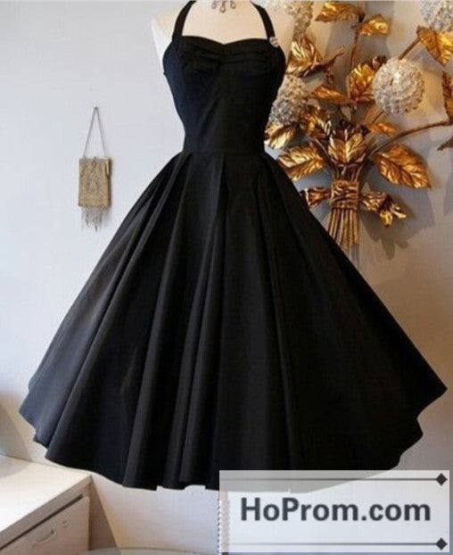 Knee Length Black A-Line Prom Dresses Homecoming Dresses