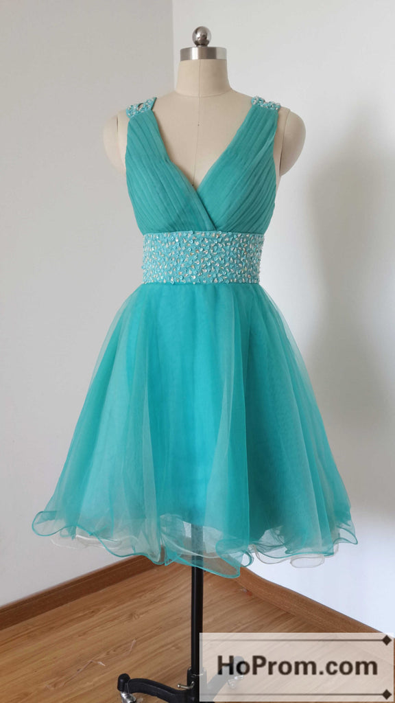 V-Neck Cross Back Short Prom Dresses Homecoming Dresses