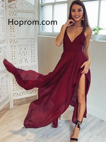 Burgundy Long Straps V Neck Homecoming Dress Dancing Dress