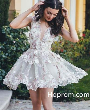White Appliques Homecoming Dress, Strapless Homecoming Dress