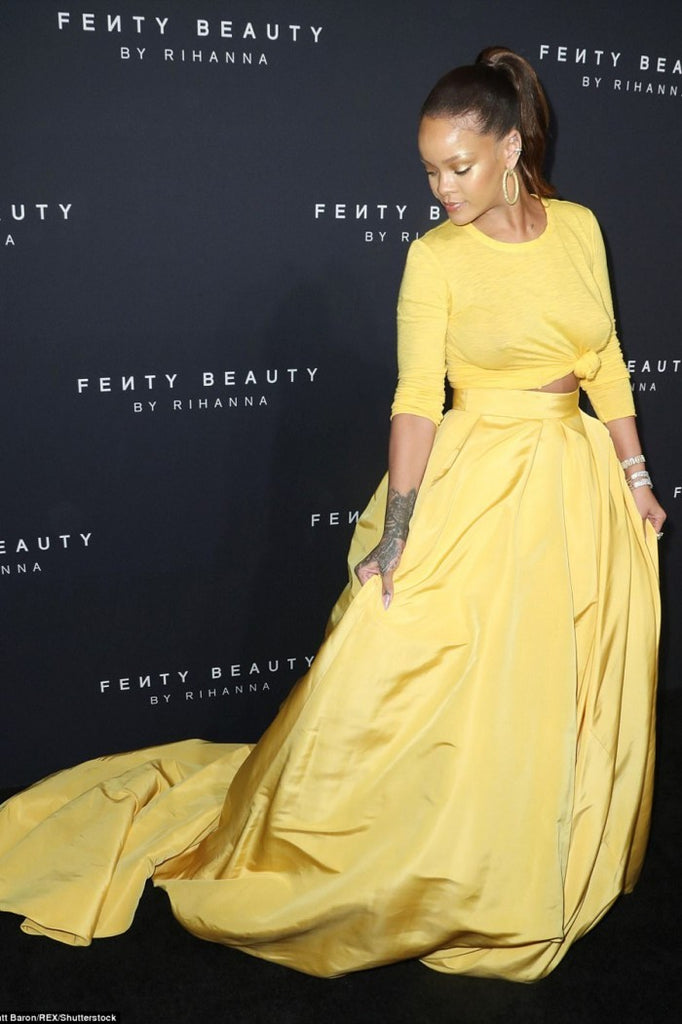 Yellow Rihanna Two piece Dress Long sleeves prom Celebrity Red Carpet Hoprom Yellow Rihanna Two piece Dress Long sleeves prom Celebrity Red Carpet Hoprom