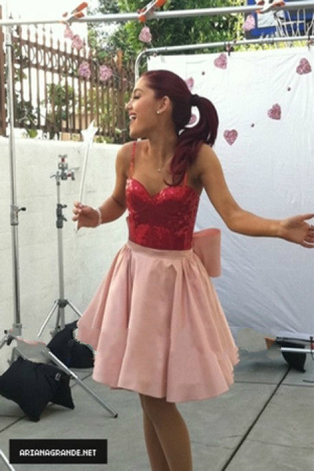Red Pink Ariana Grande Cute Short A-Line Dress Spaghetti Straps Prom C Hoprom Red Pink Ariana Grande Cute Short A-Line Dress Spaghetti Straps Prom C Hoprom