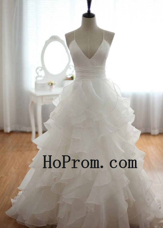 Ruffles Chiffon Prom Dresses,White Prom Dress,Evening Dress