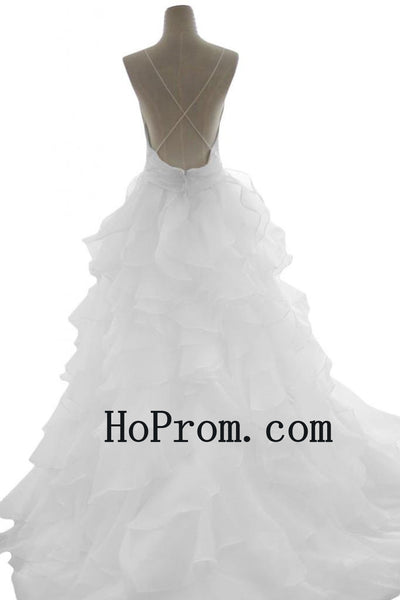 Ruffles Chiffon Prom Dresses,White Prom Dress,Evening Dress