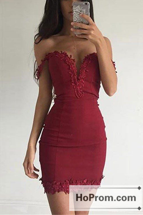 Off Shoulder Short Sheath Prom Dresses Homecoming Dresses
