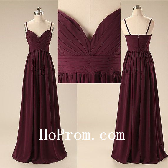 Maroon Prom Dresses,Spaghetti Straps Prom Dress,Evening Dress