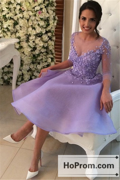 Elegant Knee Length Purple Prom Dresses Homecoming Dresses
