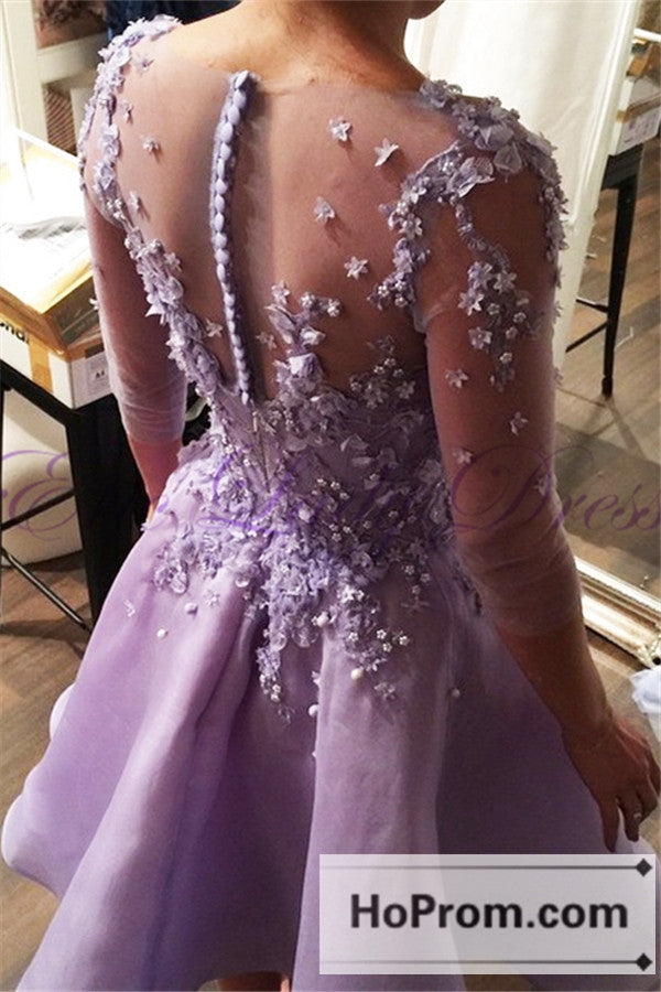 Elegant Knee Length Purple Prom Dresses Homecoming Dresses – Hoprom