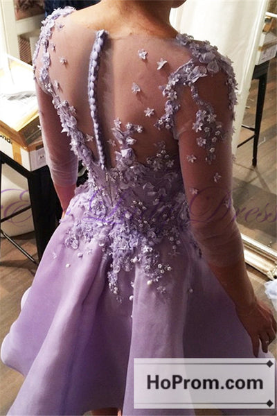 Elegant Knee Length Purple Prom Dresses Homecoming Dresses