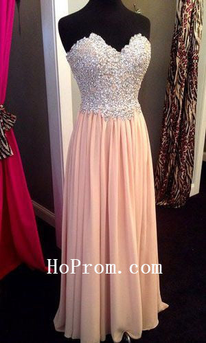 Sparkling Prom Dresses,Chiffon Prom Dress,Pink Evening Dresses