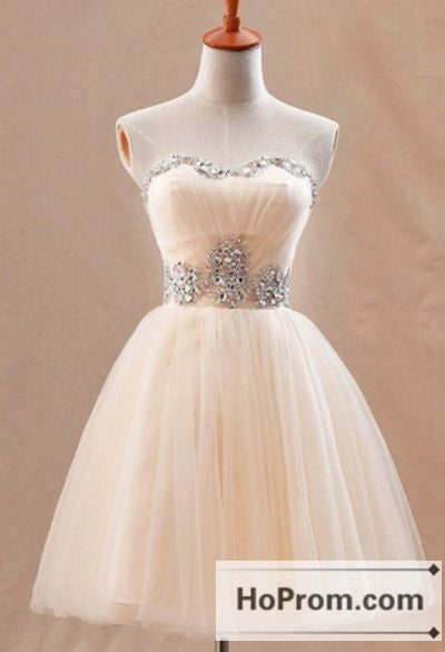 Strapless Cute Tulle Short Prom Dresses Homecoming Dresses